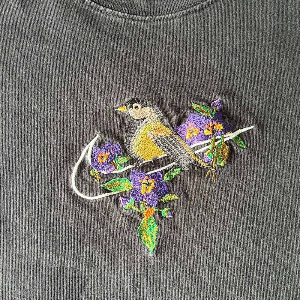 Birds Nike Tee Black Embroidered